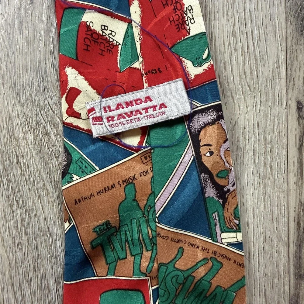 Landa Cravatta Tie Mens One Size Multicolor Dance Music Silk Italy Novelty
